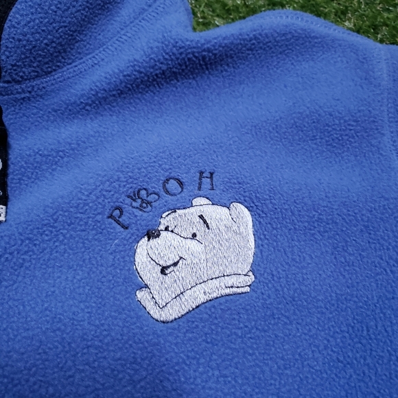 Vintage Disney Sweater Womens Small Gray Pooh Fleeece Pullover 1/4 Zip H1 - Picture 3 of 8